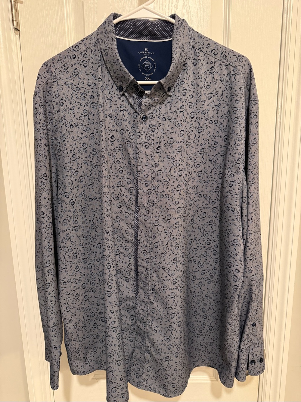 Con.Struct Men's Light Blue Floral Dress Shirt - XXL